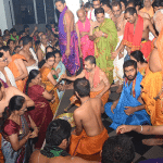 Mysore/Mysuru: Vidyadheesha Theertha Swamiji offers mudradharana to devotees