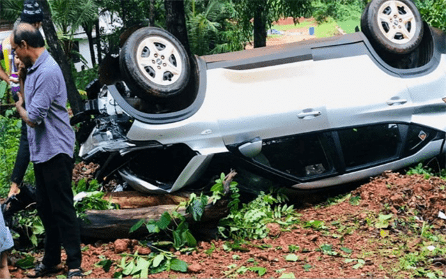 Car overturns after losing control