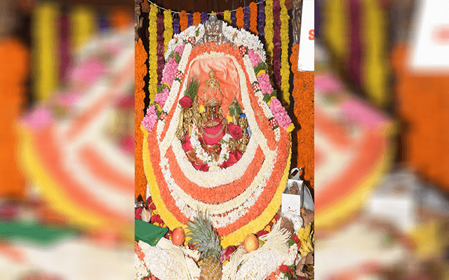Chamundeshwari adorns Chamundi Hill with Mahalakshmi decoration