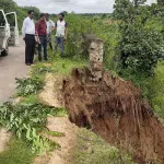 Collapse in Harangi right bank canal in Periyapatna