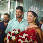 Mangaluru: Miss India Cine Shetty arrives at her native place