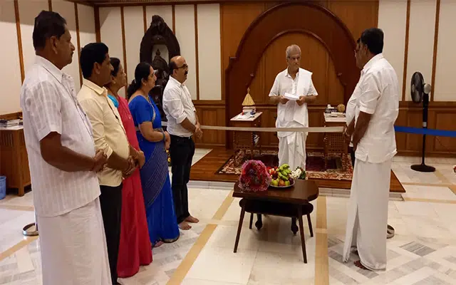 Dr. Veerendra Heggade felicitated by Sri Mahaganapathi Temple, Aladangadi