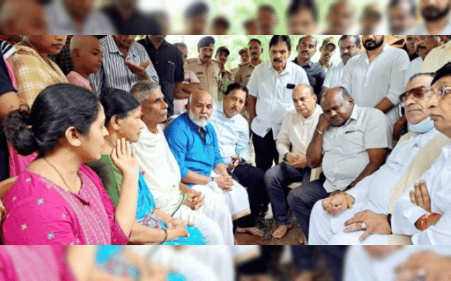 HD Kumaraswamy visits Praveen Nettaru's residence