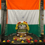 Tricolour adorned in the sanctum sanctorum of Lord Shiva