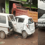 Bantwal: A car collided with two cars parked on the roadside.