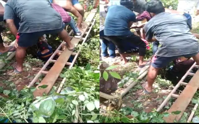 Young woman who fell into an abandoned well rescued
