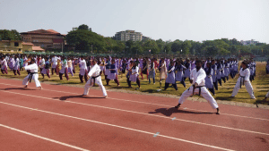 More than 800 school and college students perform stunts simultaneously