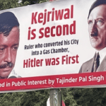 Delhi BJP spokesperson pasted posters comparing Kejriwal to Hitler
