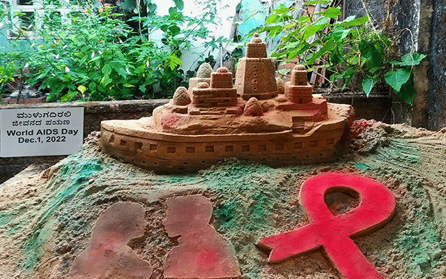 Manipal: World AIDS Day-2022, sandstone artwork created