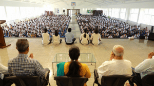IAS officer KR Nandini interacts with students of Shakti Vidya sansthan