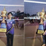 Ashwini and Rakshitha won the first place in the state-level girls' volleyball tournament