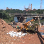The work on the Kuloor bridge is going on in full swing.