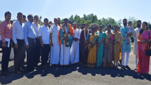 Tourism Minister Anand Singh arrives in Dharmasthala
