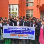 Udupi: Protest demanding appropriate action against policemen who brutally assaulted lawyers
