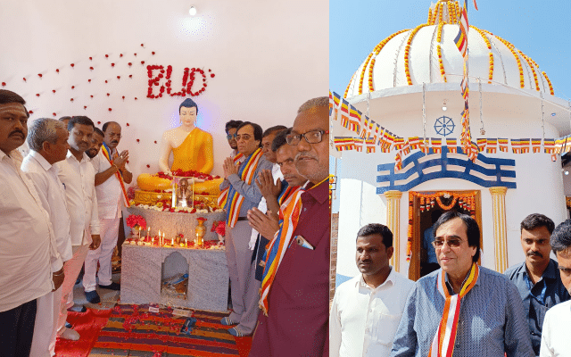 Installation ceremony of statue of Lord Buddha