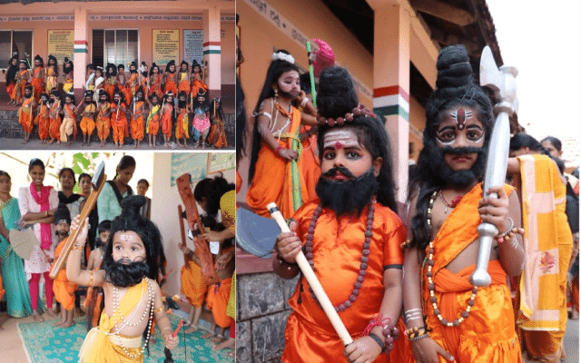 Children dressed up as Parshuram during the festive season