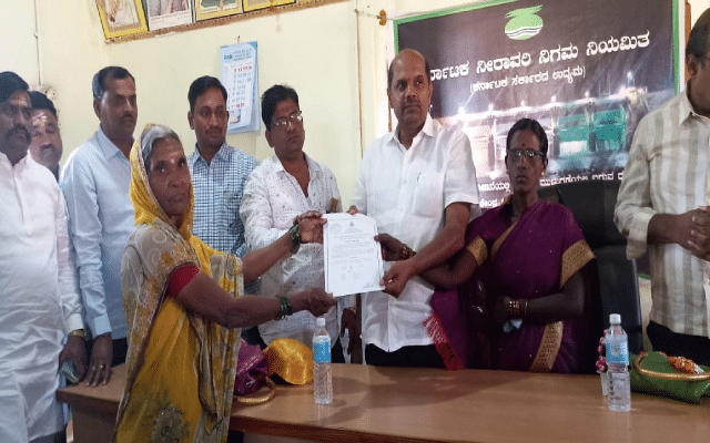MLA Bandeppa Khashempur travels to villages and distributes title deeds