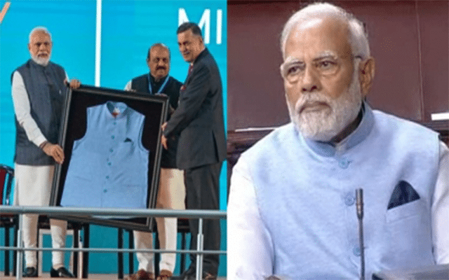 PM Modi wears jacket made of material recycled from plastic bottles