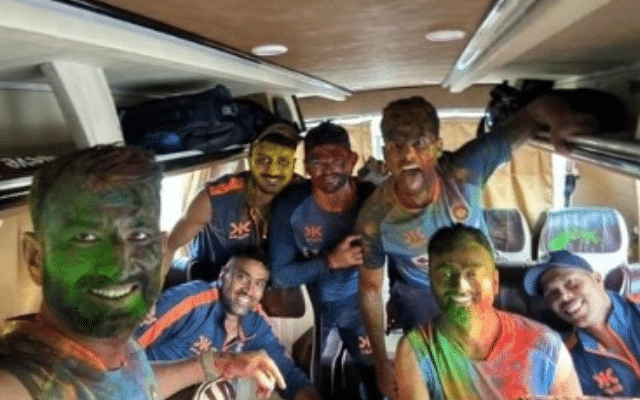 Indian cricket team celebrates Holi