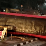 KSRTC bus overturns after being hit by lorry near Kundapur santhe market