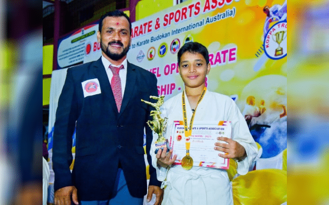 Muhammed Hafeel Kata wins first place in Karate Championship