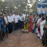 Vedavyas Kamath lays foundation stone for construction of 12 rooms of the school