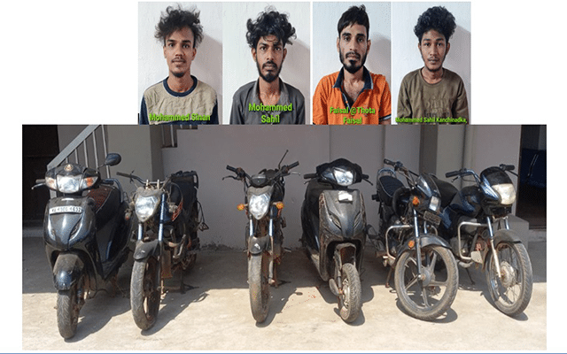 Mangaluru: Four arrested, property seized in two-wheeler theft case