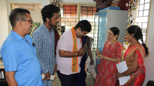 Vedavyas Kamath campaigned from house to house and canvassed for votes