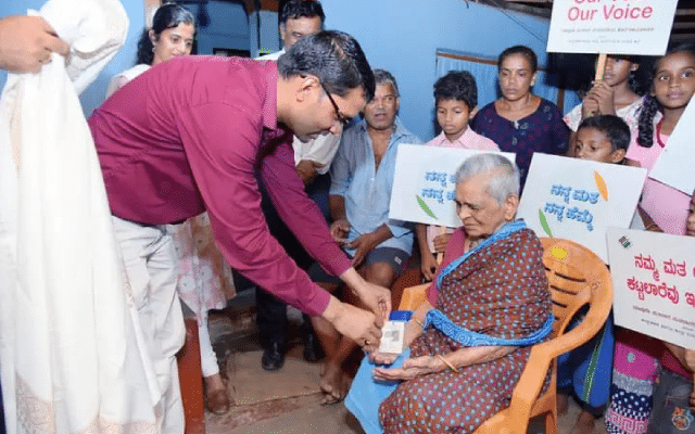 Udupi Deputy Commissioner Koorma Rao meets centenarian grandmother