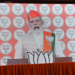 Prime Minister Narendra Modi interacts with BJP workers