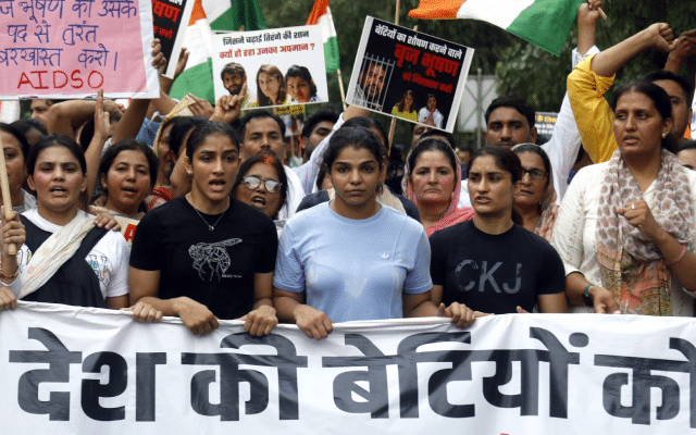 Wrestlers Bajrang Punia, Sakshi Malik join protest
