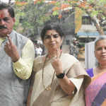 Dharwad: Deepak Chinchore casts her vote along with her family
