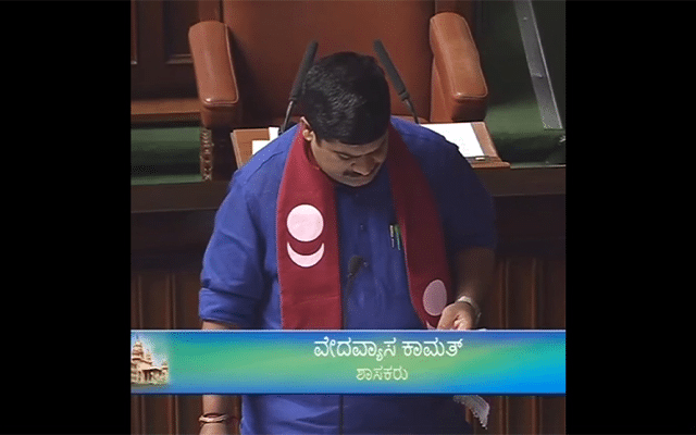 Kamath takes oath wearing tulu flag shawl