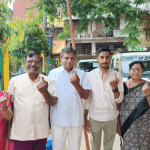 Former MLC R K Siddharamanna casts his vote