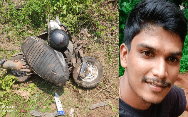 A horrific accident between a scooty and a car; Rider dies on the spot