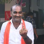 BJP candidate Yashpal Suvarna casts his vote