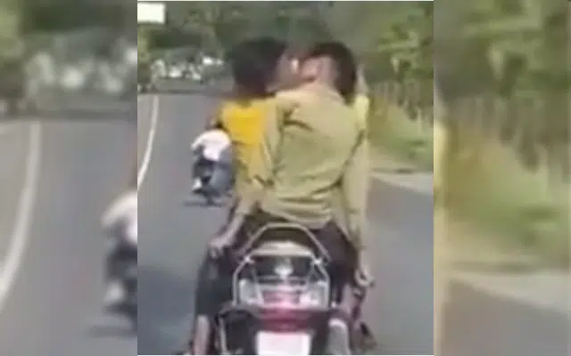 Boys indulge in 'PDA' on scooty in UP district