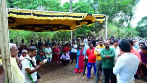 Bharath Shetty supports protest demanding closure of mushroom manufacturing factory